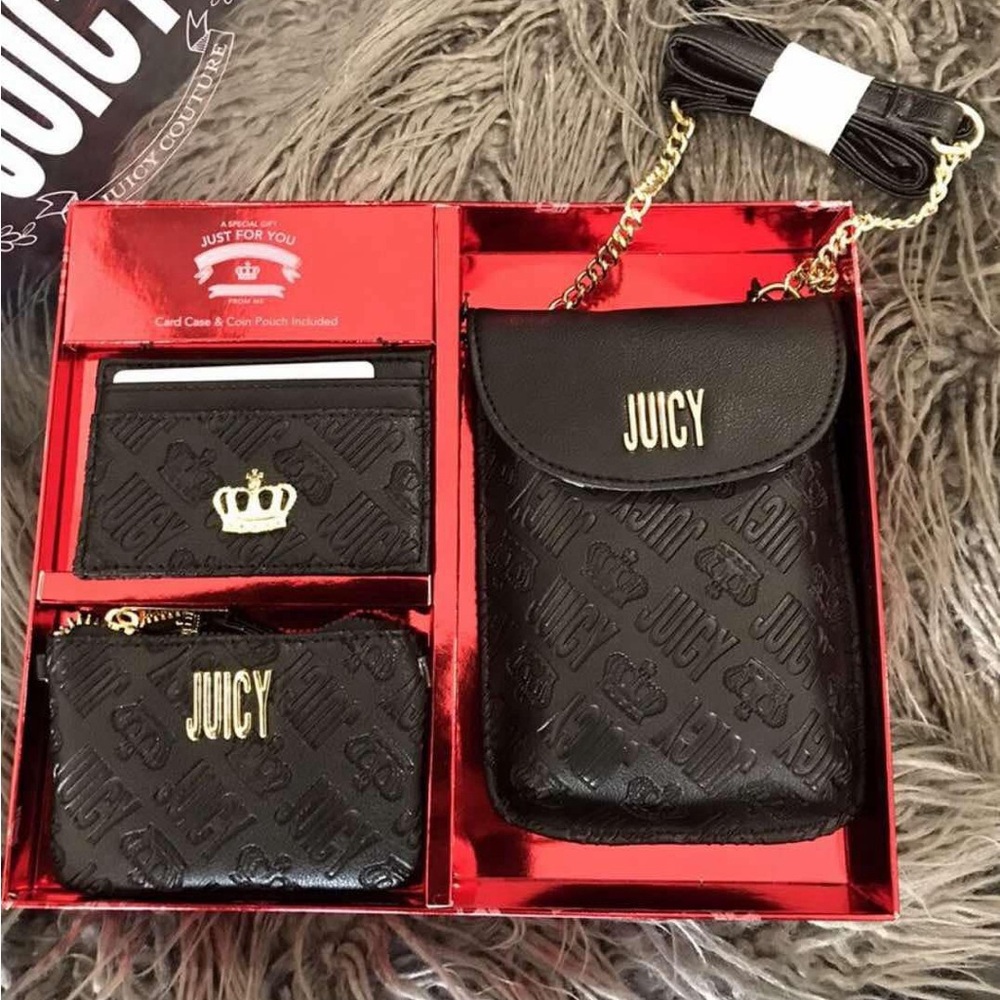 Juicy Couture Black Crossbody Set with Card Case